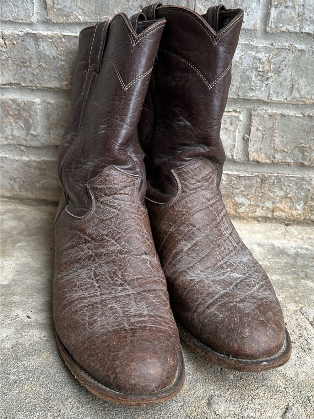 Larry Mahan Brown Leather Western Boots 8.5xE